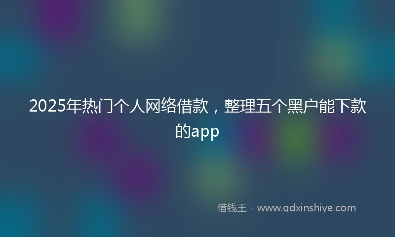 2025年热门个人网络借款,整理五个黑户能下款的app