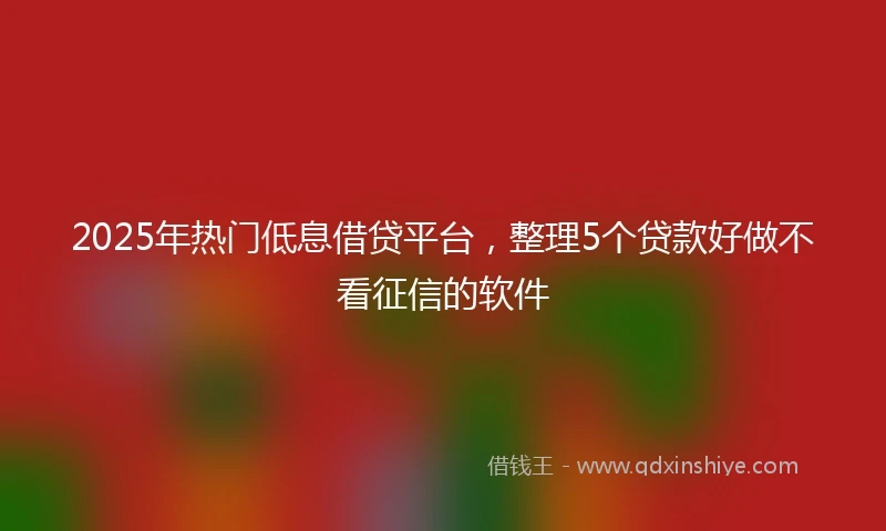 2025年热门低息借贷平台，整理5个贷款好做不看征信的软件