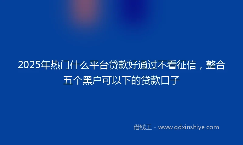 2025年热门什么平台贷款好通过不看征信，整合五个黑户可以下的贷款口子