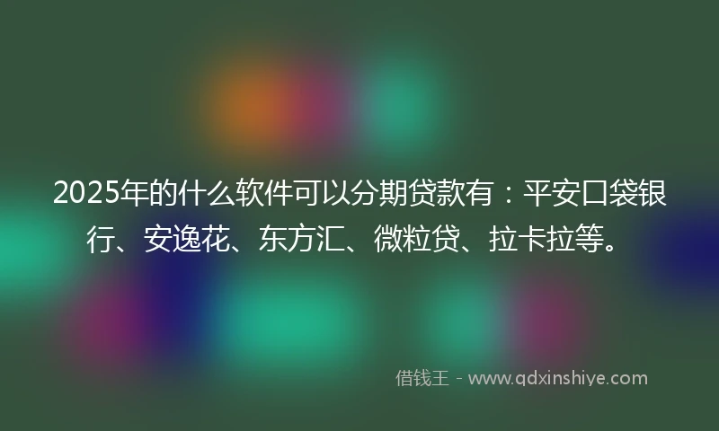 2025年的什么软件可以分期贷款有：平安口袋银行、安逸花、东方汇、微粒贷、拉卡拉等。
