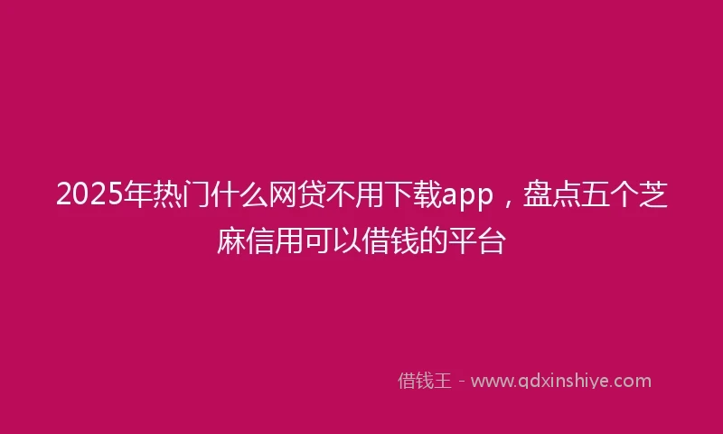 2025年热门什么网贷不用下载app，盘点五个芝麻信用可以借钱的平台