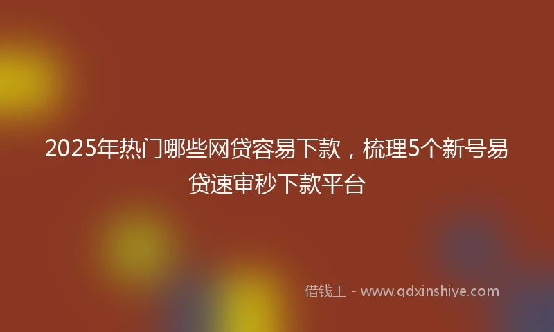 2025年热门哪些网贷容易下款，梳理5个新号易贷速审秒下款平台