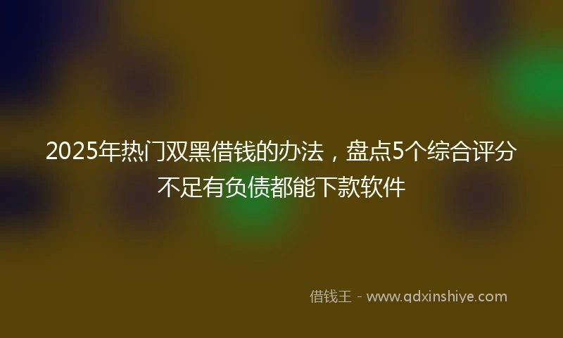 2025年热门双黑借钱的办法，盘点5个综合评分不足有负债都能下款软件