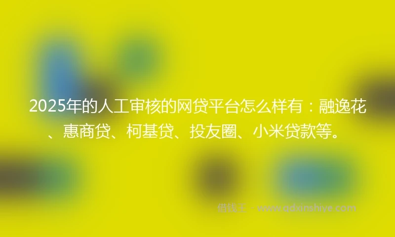 2025年的人工审核的网贷平台怎么样有：融逸花、惠商贷、柯基贷、投友圈、小米贷款等。