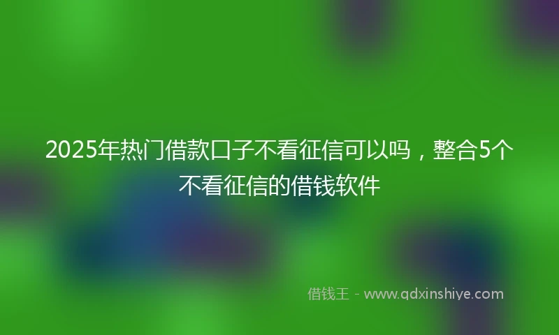 2025年热门借款口子不看征信可以吗，整合5个不看征信的借钱软件