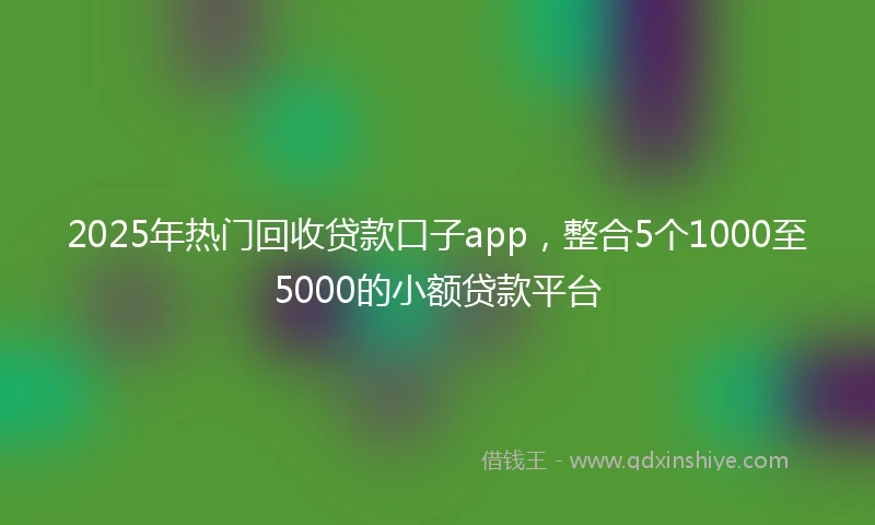 2025年热门回收贷款口子app，整合5个1000至5000的小额贷款平台