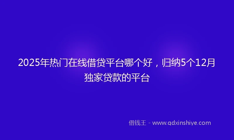 2025年热门在线借贷平台哪个好，归纳5个12月独家贷款的平台
