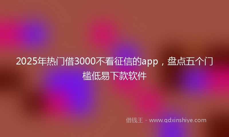 2025年热门借3000不看征信的app，盘点五个门槛低易下款软件