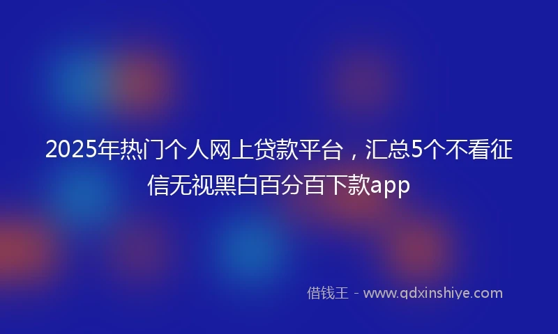 2025年热门个人网上贷款平台,汇总5个不看征信无视黑白百分百下款app