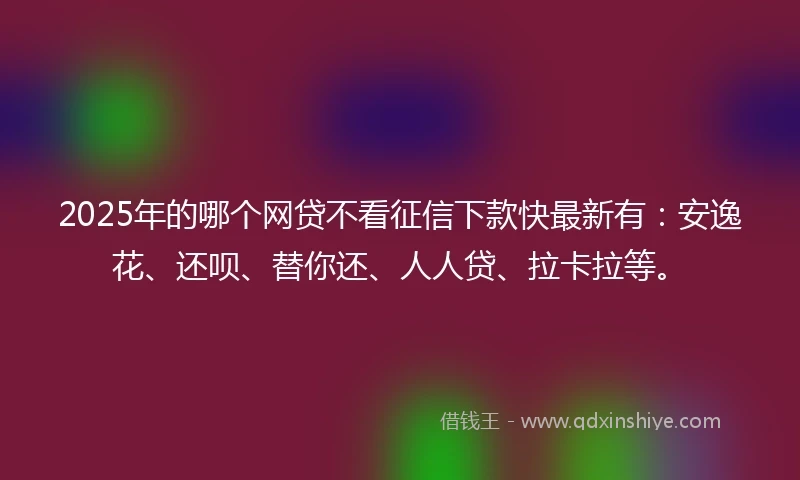 2025年的哪个网贷不看征信下款快最新有：安逸花、还呗、替你还、人人贷、拉卡拉等。