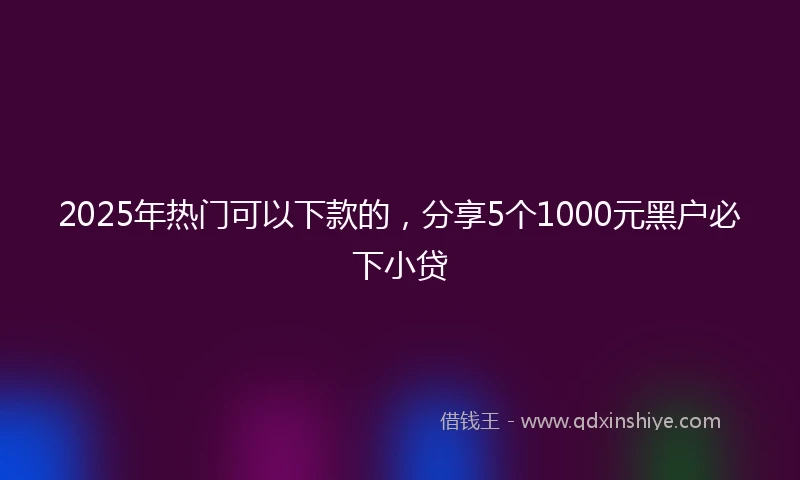 2025年热门可以下款的,分享5个1000元黑户必下小贷