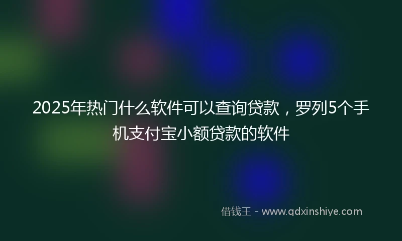 2025年热门什么软件可以查询贷款，罗列5个手机支付宝小额贷款的软件