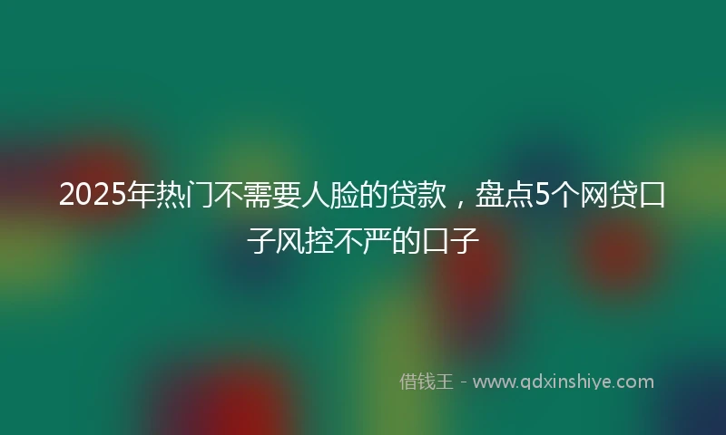 2025年热门不需要人脸的贷款,盘点5个网贷口子风控不严的口子