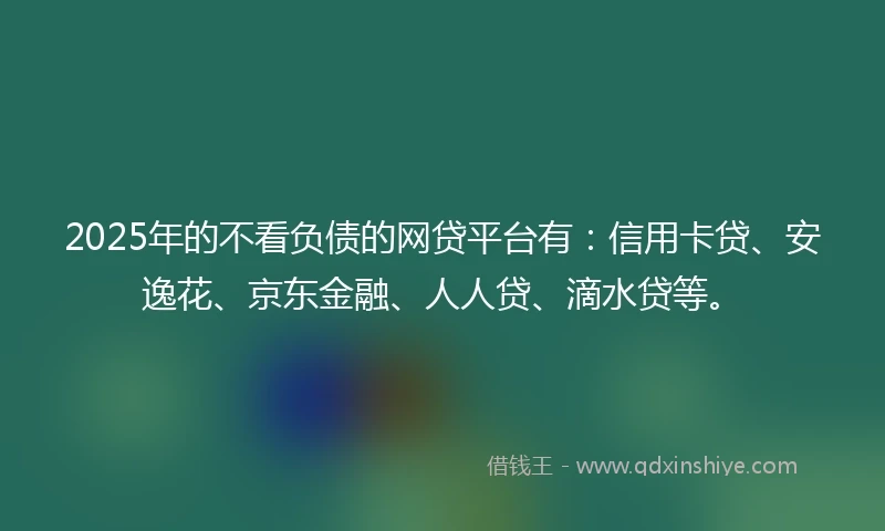 2025年的不看负债的网贷平台有:信用卡贷、安逸花、京东金融、人人贷、滴水贷等。