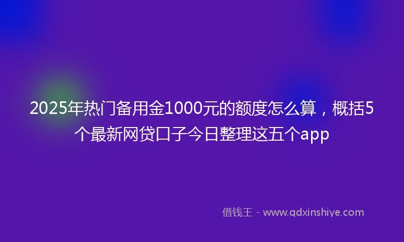 2025年热门备用金1000元的额度怎么算，概括5个最新网贷口子今日整理这五个app