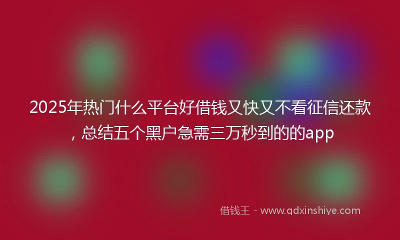 2025年热门什么平台好借钱又快又不看征信还款，总结五个黑户急需三万秒到的的app