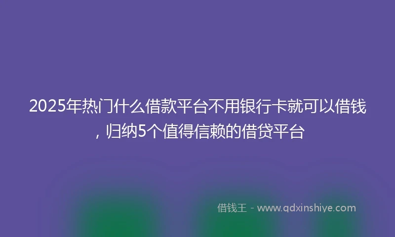 2025年热门什么借款平台不用银行卡就可以借钱，归纳5个值得信赖的借贷平台