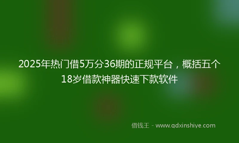 2025年热门借5万分36期的正规平台，概括五个18岁借款神器快速下款软件