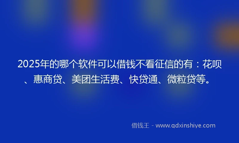 2025年的哪个软件可以借钱不看征信的有：花呗、惠商贷、美团生活费、快贷通、微粒贷等。