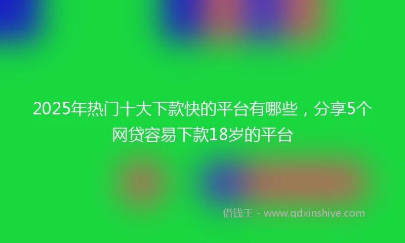 2025年热门十大下款快的平台有哪些，分享5个网贷容易下款18岁的平台