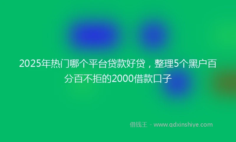 2025年热门哪个平台贷款好贷，整理5个黑户百分百不拒的2000借款口子