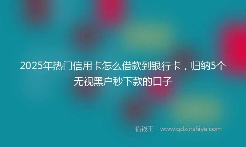 2025年热门信用卡怎么借款到银行卡,归纳5个无视黑户秒下款的口子
