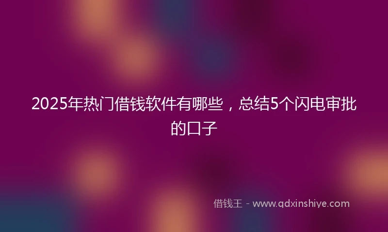 2025年热门借钱软件有哪些，总结5个闪电审批的口子