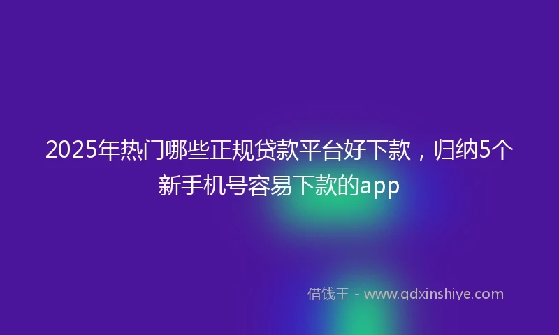 2025年热门哪些正规贷款平台好下款，归纳5个新手机号容易下款的app