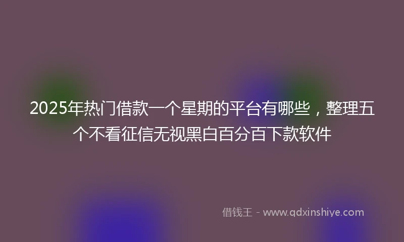 2025年热门借款一个星期的平台有哪些，整理五个不看征信无视黑白百分百下款软件