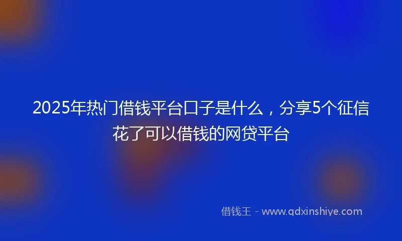 2025年热门借钱平台口子是什么，分享5个征信花了可以借钱的网贷平台