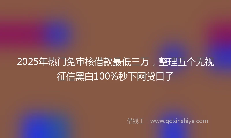 2025年热门免审核借款最低三万，整理五个无视征信黑白100%秒下网贷口子