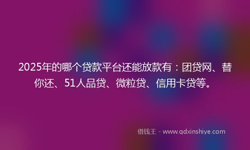 2025年的哪个贷款平台还能放款有：团贷网、替你还、51人品贷、微粒贷、信用卡贷等。