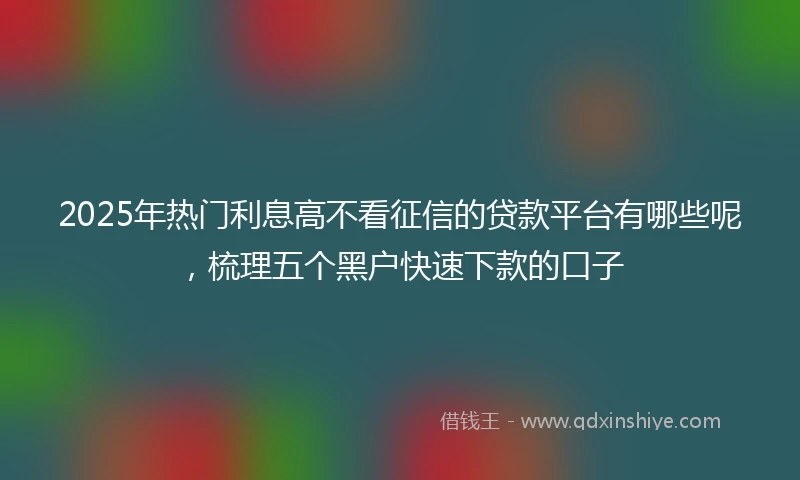 2025年热门利息高不看征信的贷款平台有哪些呢，梳理五个黑户快速下款的口子
