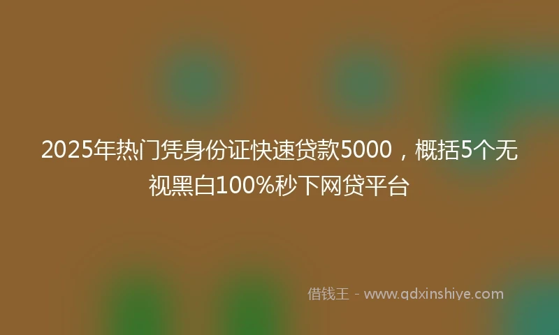 2025年热门凭身份证快速贷款5000，概括5个无视黑白100%秒下网贷平台