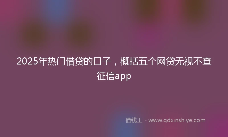 2025年热门借贷的口子，概括五个网贷无视不查征信app