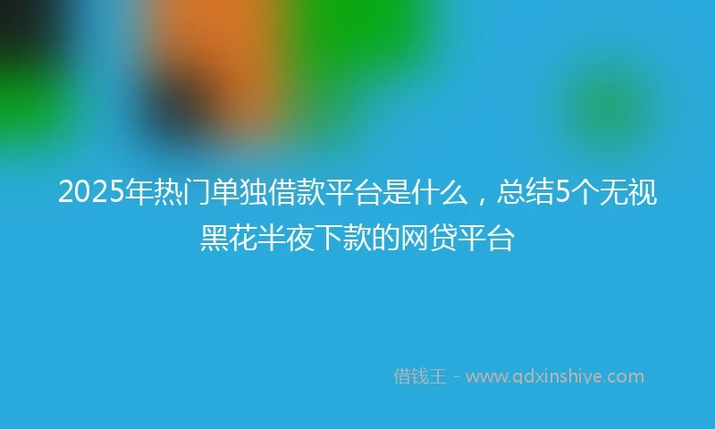 2025年热门单独借款平台是什么，总结5个无视黑花半夜下款的网贷平台