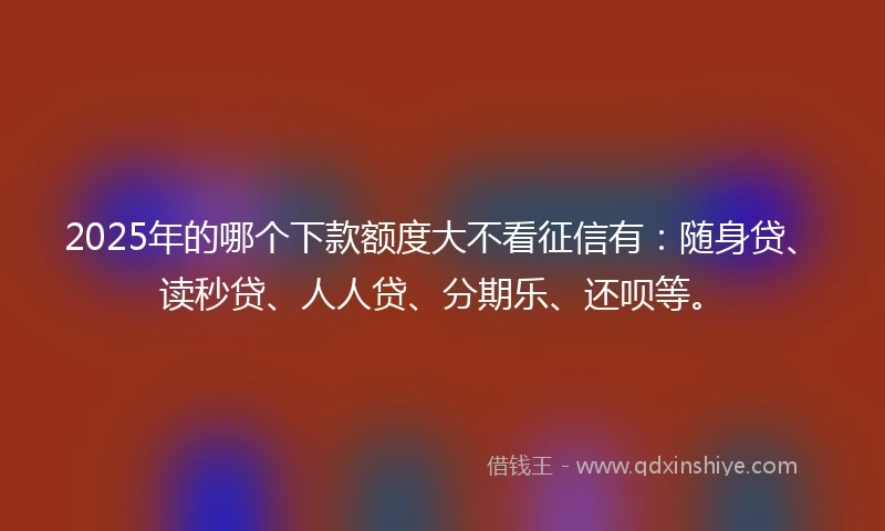 2025年的哪个下款额度大不看征信有：随身贷、读秒贷、人人贷、分期乐、还呗等。