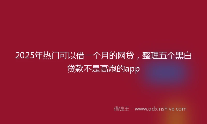 2025年热门可以借一个月的网贷，整理五个黑白贷款不是高炮的app