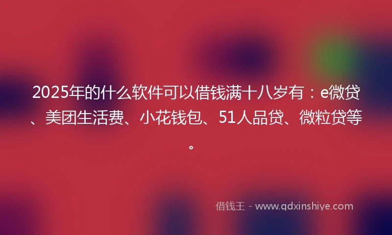 2025年的什么软件可以借钱满十八岁有：e微贷、美团生活费、小花钱包、51人品贷、微粒贷等。