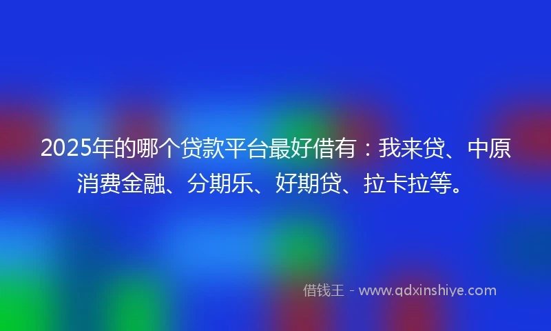 2025年的哪个贷款平台最好借有：我来贷、中原消费金融、分期乐、好期贷、拉卡拉等。