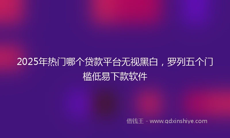 2025年热门哪个贷款平台无视黑白，罗列五个门槛低易下款软件