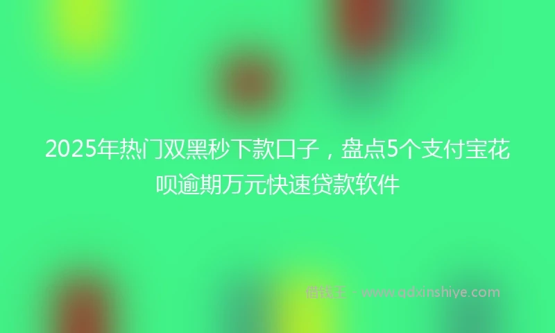 2025年热门双黑秒下款口子，盘点5个支付宝花呗逾期万元快速贷款软件
