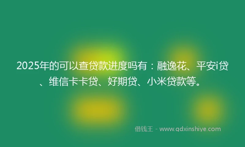 2025年的可以查贷款进度吗有:融逸花、平安i贷、维信卡卡贷、好期贷、小米贷款等。