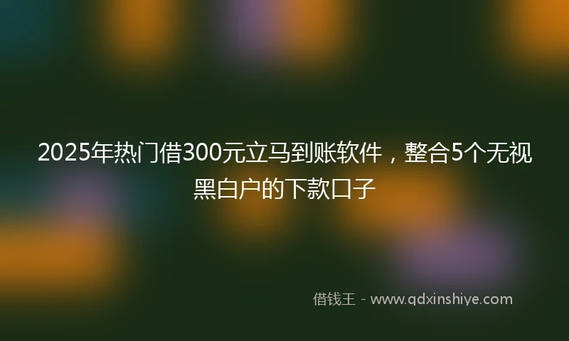 2025年热门借300元立马到账软件，整合5个无视黑白户的下款口子