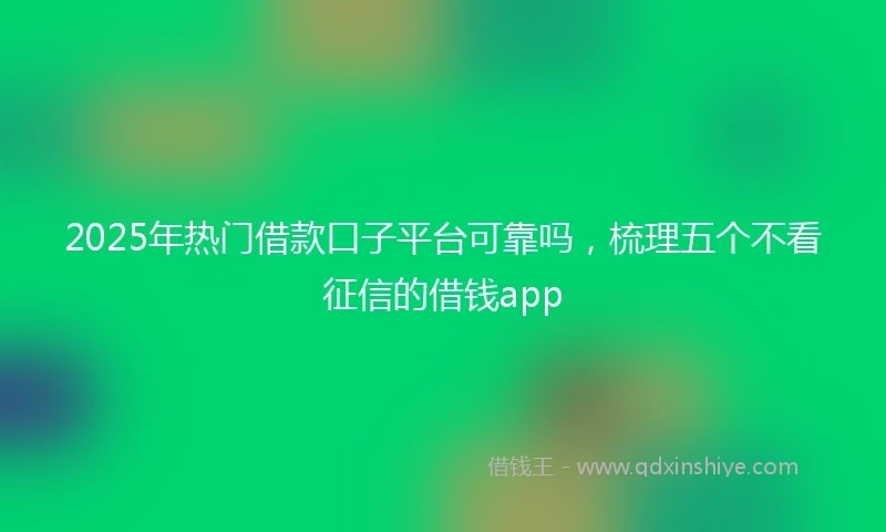 2025年热门借款口子平台可靠吗，梳理五个不看征信的借钱app