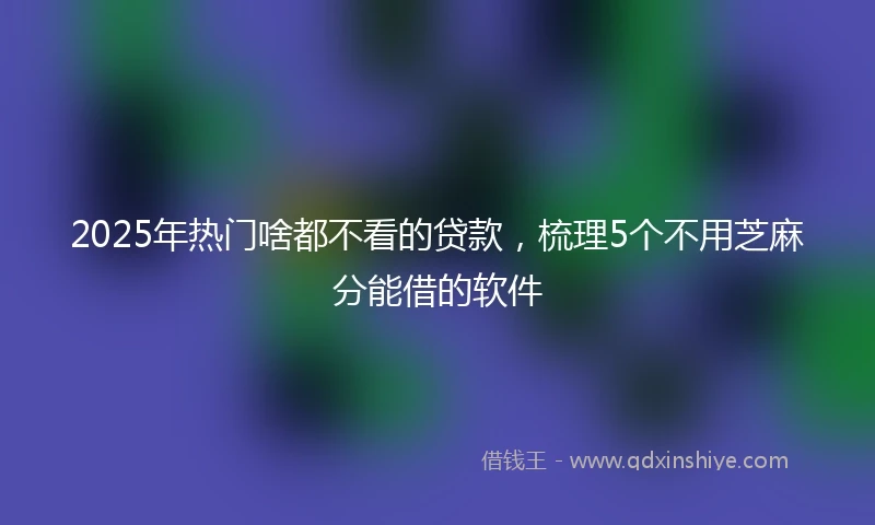 2025年热门啥都不看的贷款，梳理5个不用芝麻分能借的软件