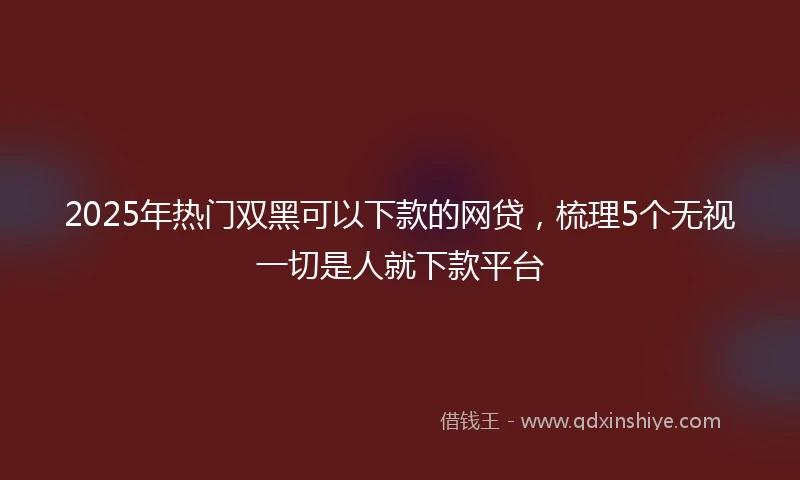 2025年热门双黑可以下款的网贷，梳理5个无视一切是人就下款平台