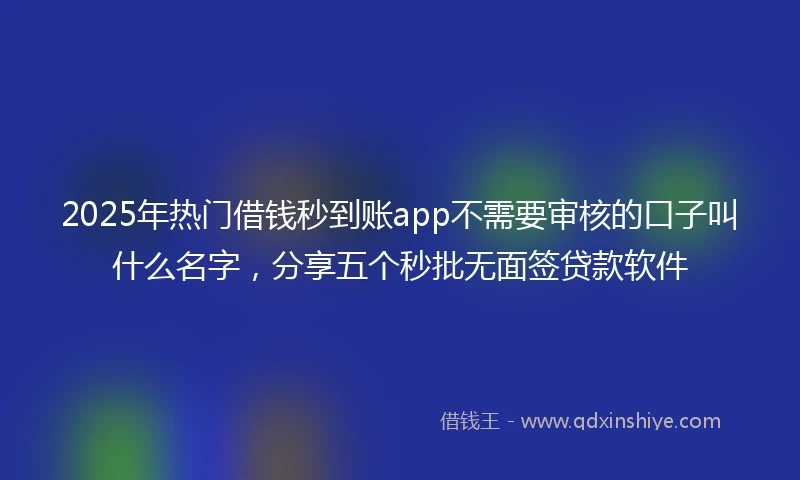 2025年热门借钱秒到账app不需要审核的口子叫什么名字,分享五个秒批无面签贷款软件