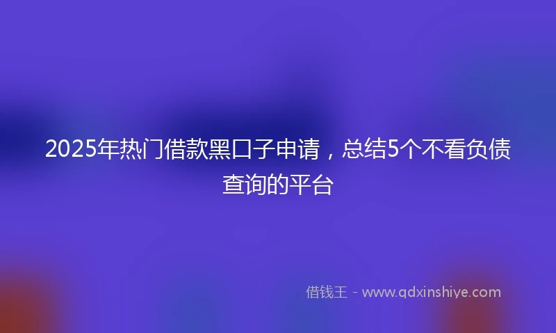 2025年热门借款黑口子申请，总结5个不看负债查询的平台