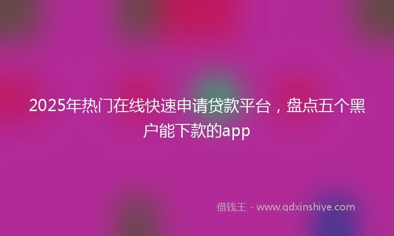 2025年热门在线快速申请贷款平台，盘点五个黑户能下款的app